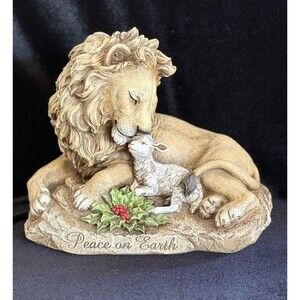Roman Joseph's Studio Lion & Lamb on Rock Peace on Earth Figurine 8” Christmas